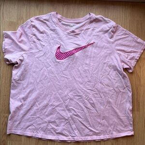 Nike Light Pink Tee with Bold Checkered Logo